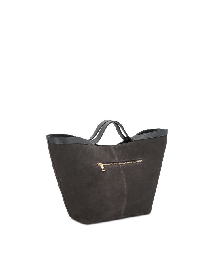 Duża torebka z połączenia zamszu i skóry naturalnej RILEY