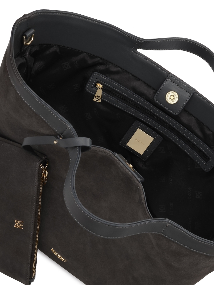 Duża torebka z połączenia zamszu i skóry naturalnej RILEY