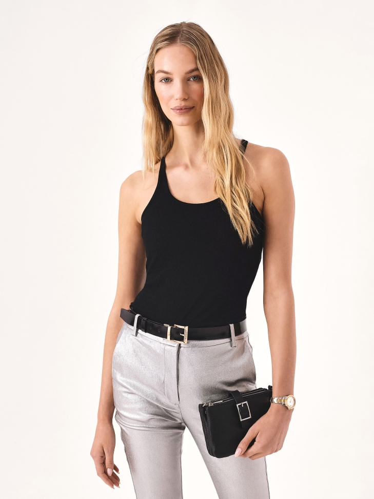 Czarno-złoty dwustronny pasek skórzany MOCA