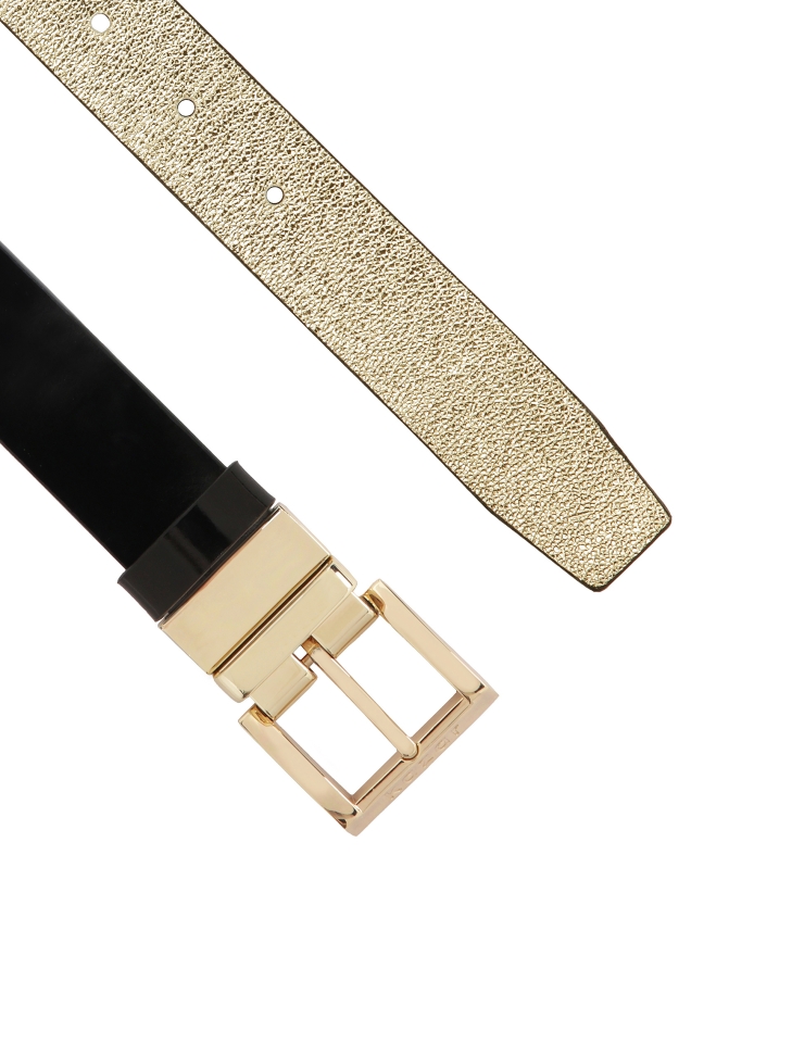 Czarno-złoty dwustronny pasek skórzany MOCA