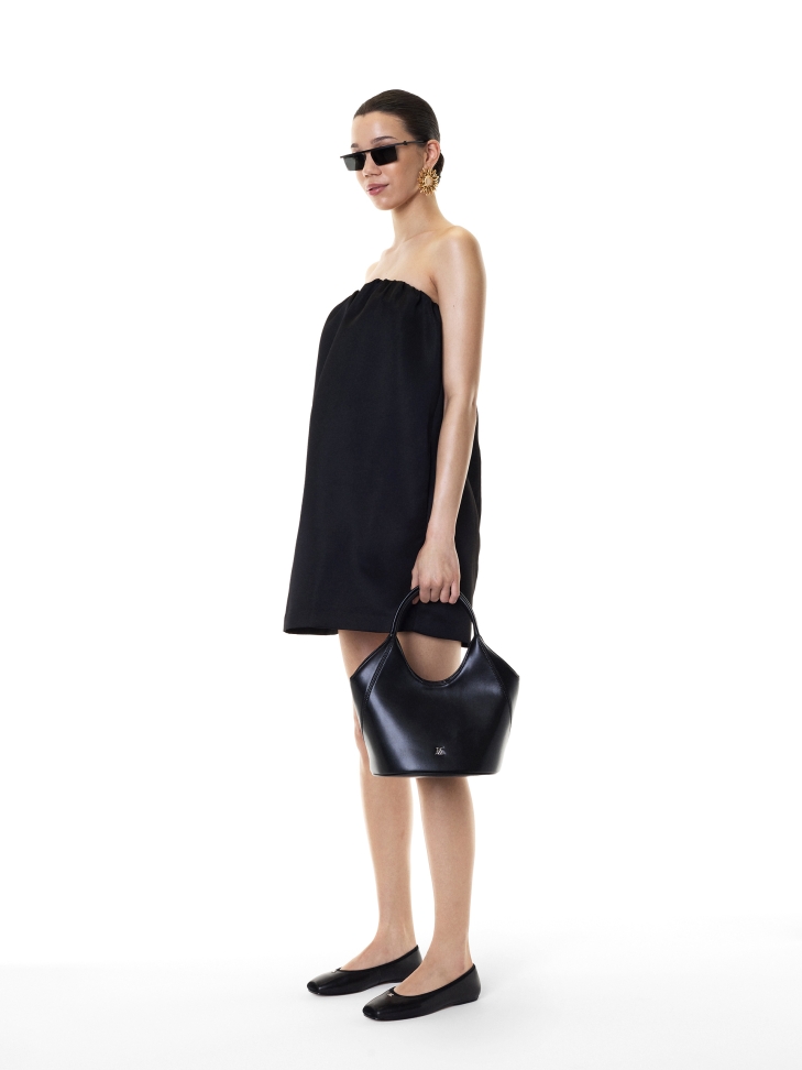 Czarne skórzane baleriny ze ściętym noskiem KS GABY