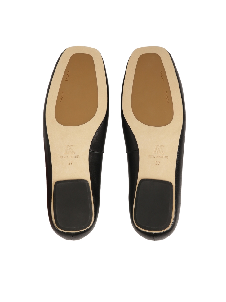 Czarne skórzane baleriny ze ściętym noskiem KS GABY