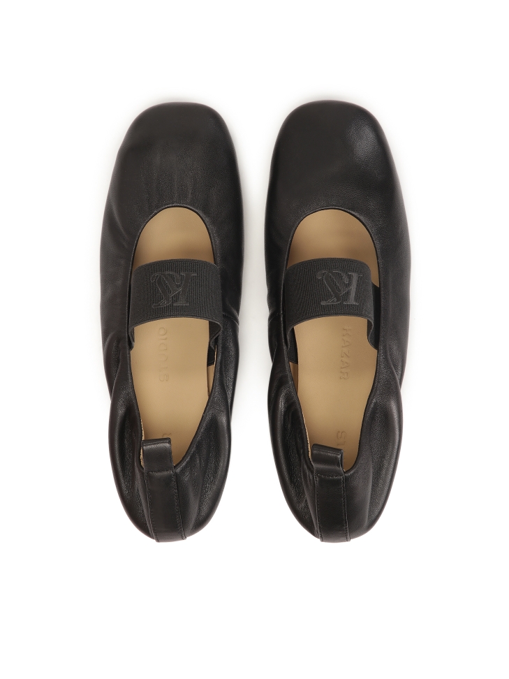 Czarne baleriny z elastycznym paskiem  KS AVRIL