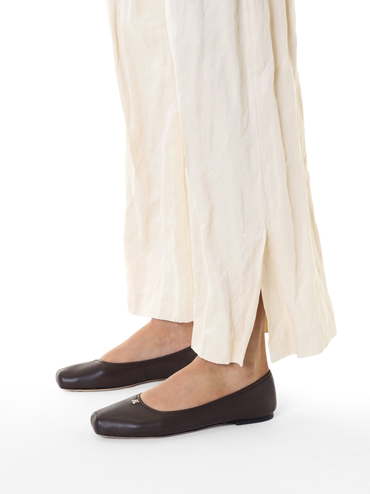 Ciemnobrązowe baleriny z kwadratowym noskiem KS EDMEE