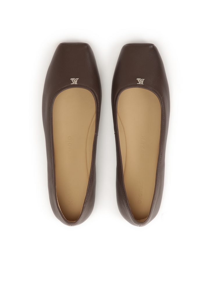 Ciemnobrązowe baleriny z kwadratowym noskiem KS EDMEE