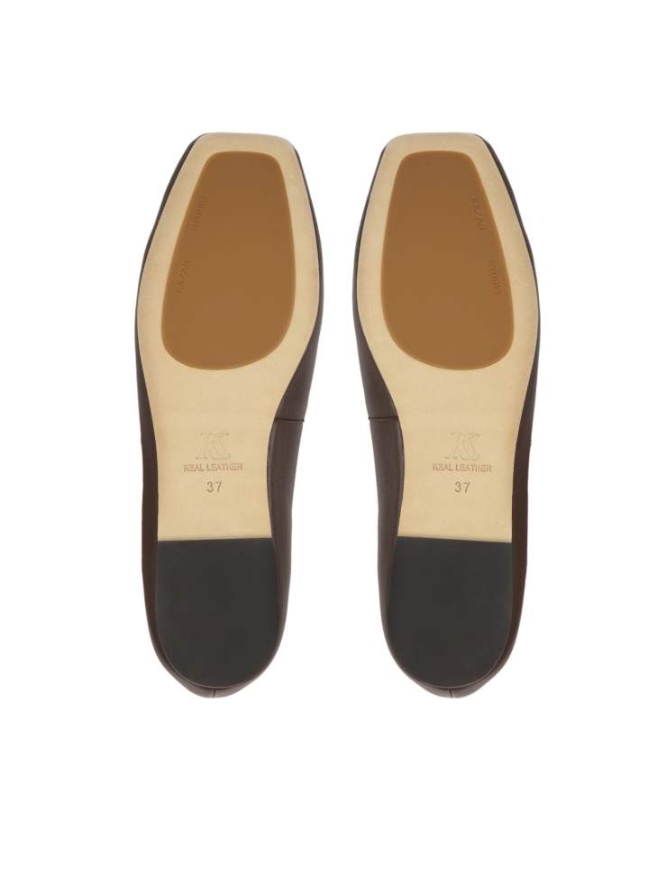 Ciemnobrązowe baleriny z kwadratowym noskiem KS EDMEE