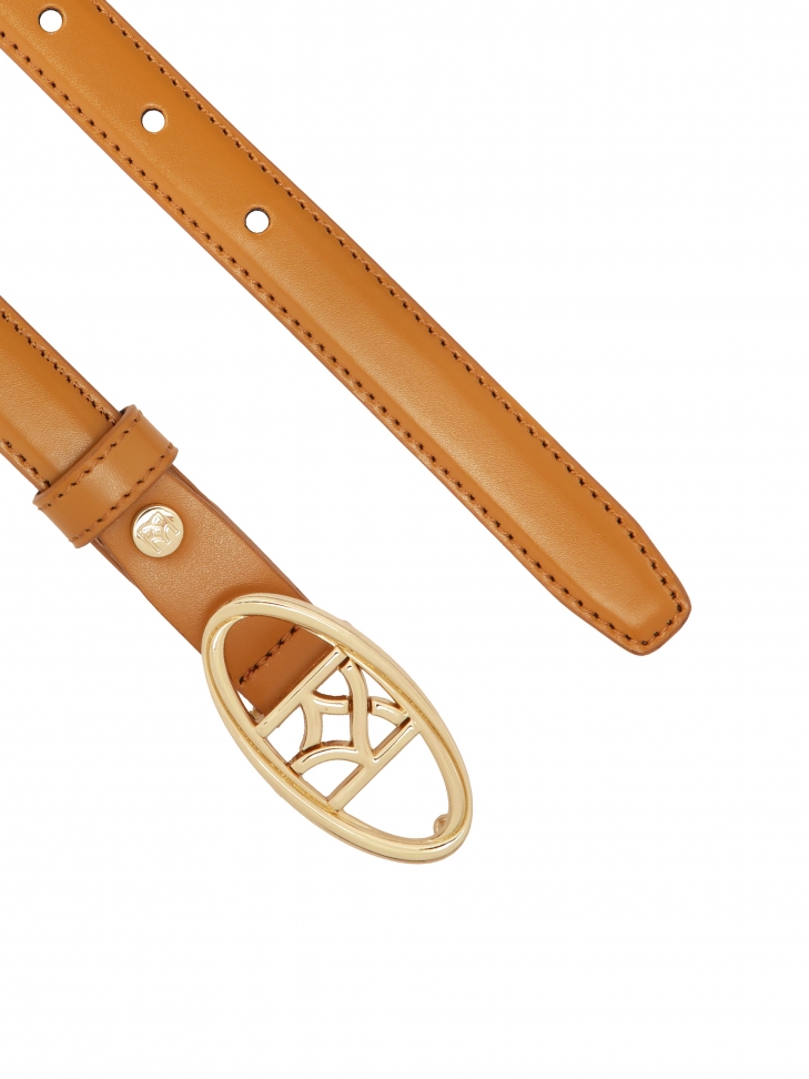 Wąski jasnobrązowy pasek z dekoracyjną klamrą BRIELLA