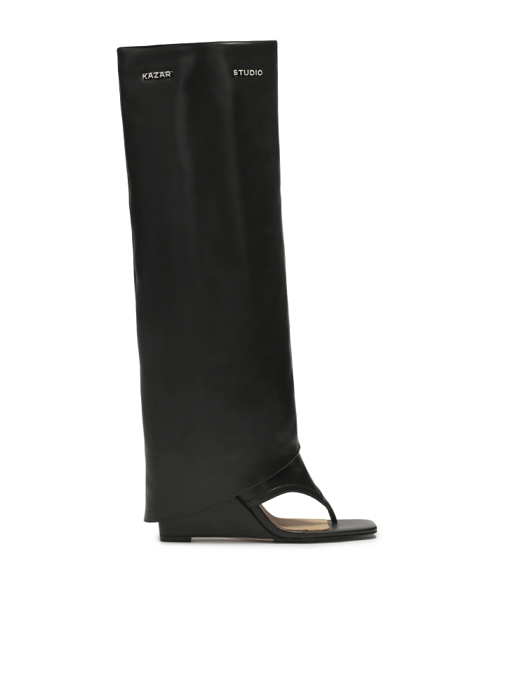 Sandały na koturnie z wywiniętą długą cholewką  KS EDITH