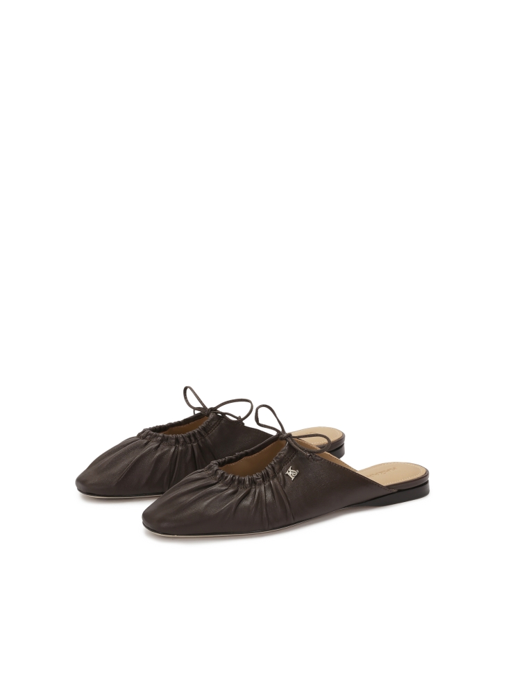 Ciemnobrązowe klapki z marszczoną cholewką KS LUCITA