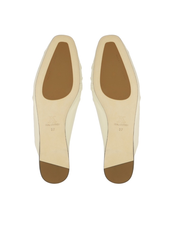 Kremowe klapki z wiązaną cholewką  KS LUCITA