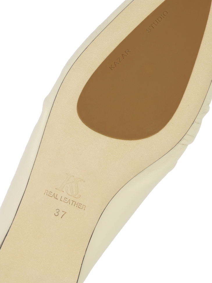 Kremowe klapki z wiązaną cholewką  KS LUCITA