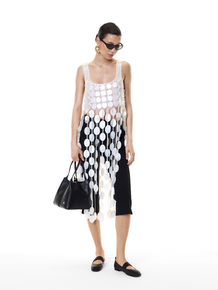 Wiązana czarna torebka z miękkiej skóry KS VIVIENE