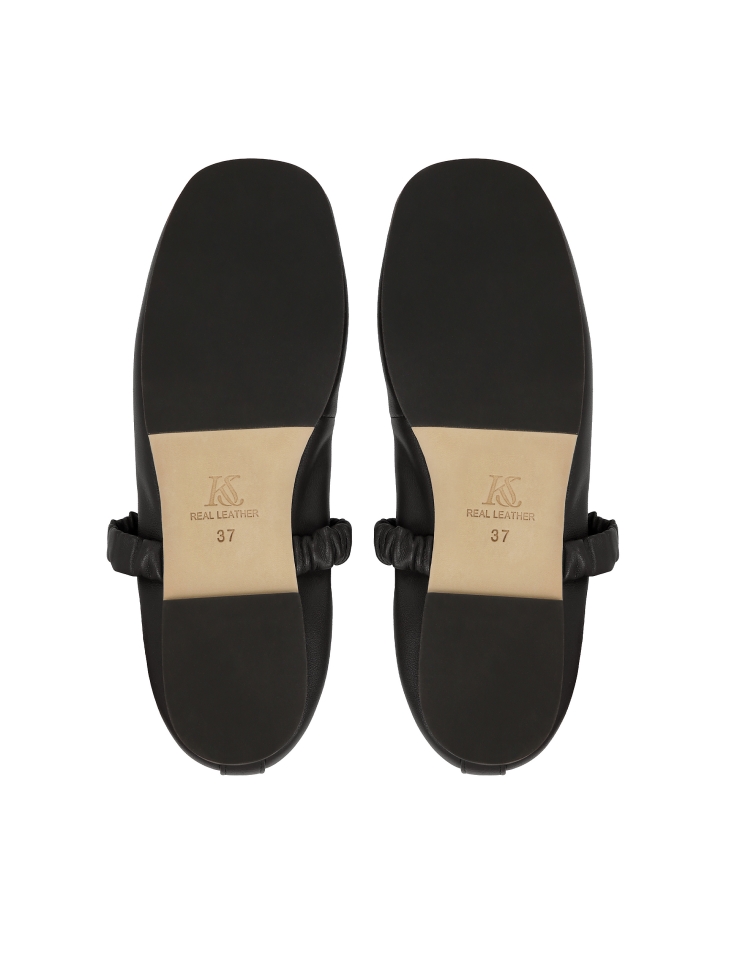 Modne czarne baleriny na skórzanej podeszwie KS AVRIL