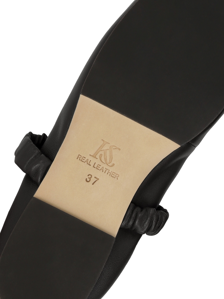 Modne czarne baleriny na skórzanej podeszwie KS AVRIL