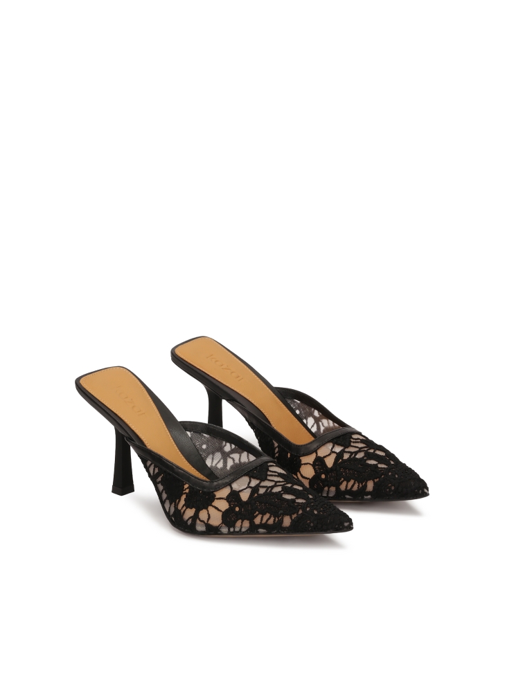 Koronkowe klapki na obcasie SALT