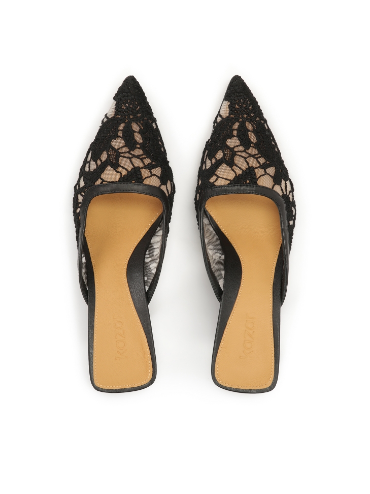 Koronkowe klapki na obcasie SALT