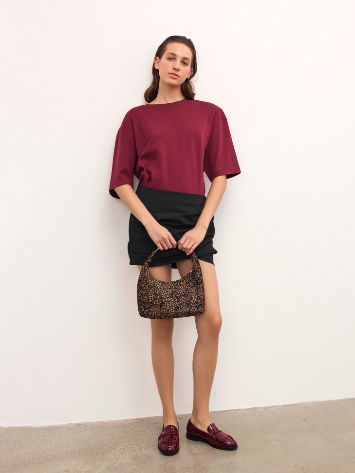 Bordowe lakierowane półbuty z frędzlami IVESDALE