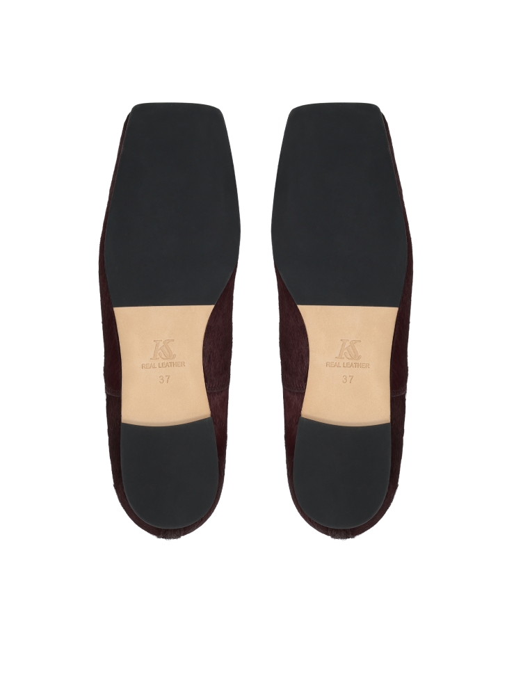 Półbuty skórzane z naturalnym włosiem w kolorze bordo KS LORIENT