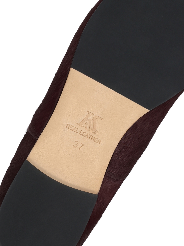 Półbuty skórzane z naturalnym włosiem w kolorze bordo KS LORIENT