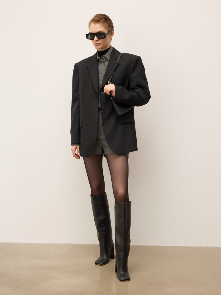 Czarne kozaki z naturalnej skóry w nowoczesnym stylu KS SELAME