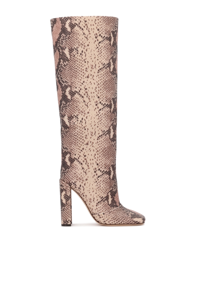 Kozaki z tłoczonej skóry na słupku z kwadratowym noskiem KS SELAME