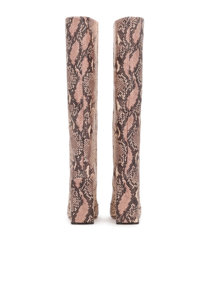 Kozaki z tłoczonej skóry na słupku z kwadratowym noskiem KS SELAME