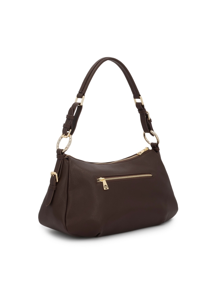 Ciemnobrązowa skórzana torebka na ramię VEDETTE