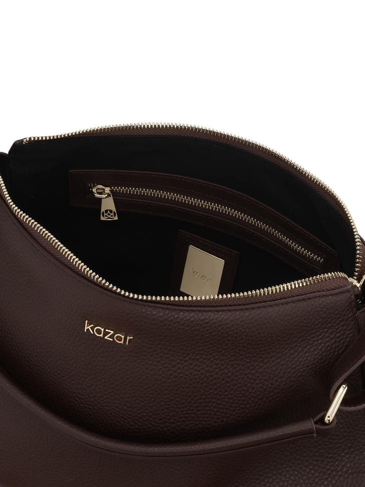 Ciemnobrązowa skórzana torebka na ramię VEDETTE