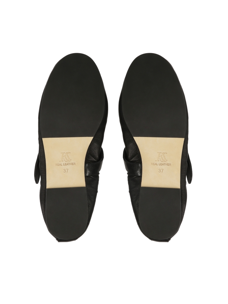 Czarne baleriny z elastyczną gumką i paskiem na śródstopiu KS LEIRE