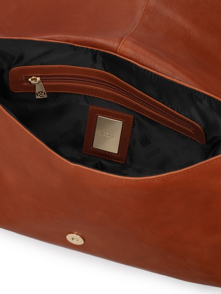 Jasnobrązowa skórzana torebka na ramię SOLEVIE