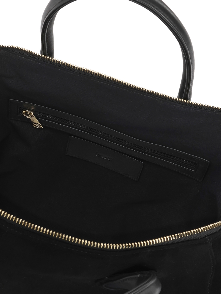 Czarna zamszowa torebka z rączkami i paskiem AVIELLE