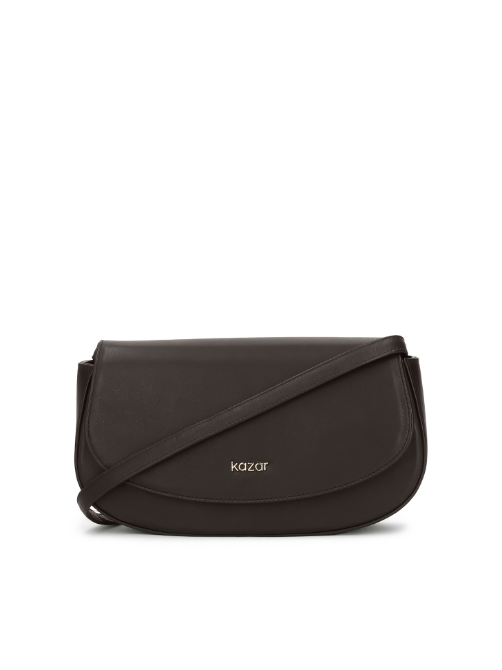 Brązowa sztywna torebka z paskiem na ramię NALYA