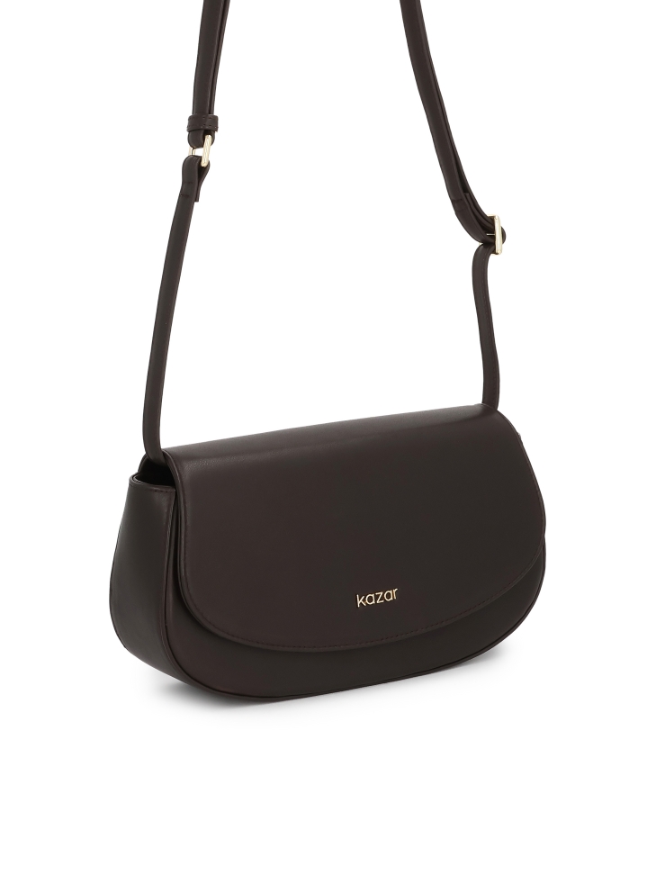 Brązowa sztywna torebka z paskiem na ramię NALYA