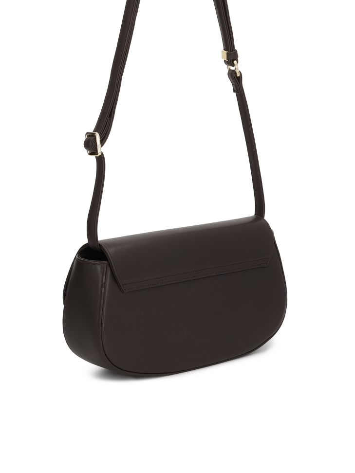 Brązowa sztywna torebka z paskiem na ramię NALYA