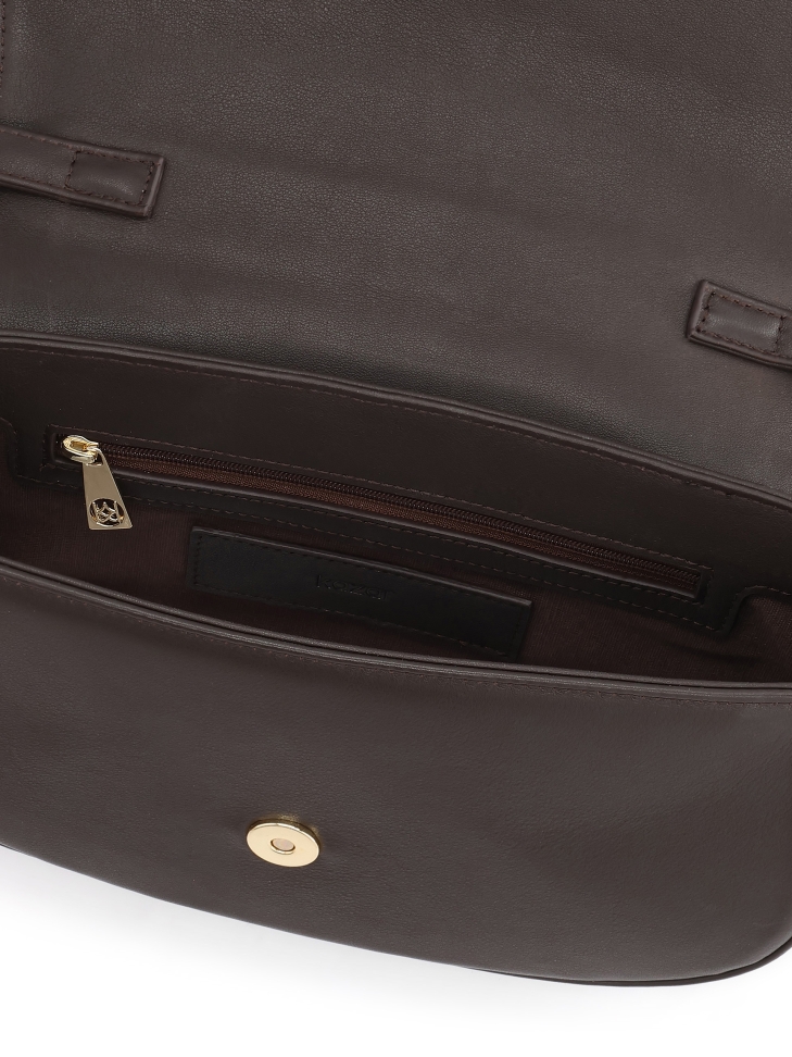 Brązowa sztywna torebka z paskiem na ramię NALYA